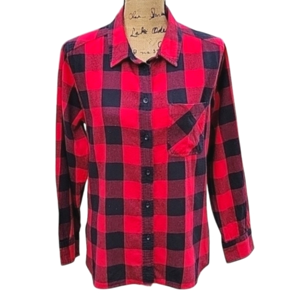 Women's Classic Buffalo Check Button Down Flannel Shirt